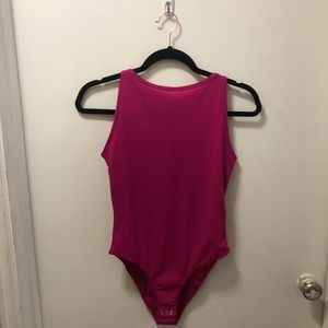 Topshop high neck hot pink body suit